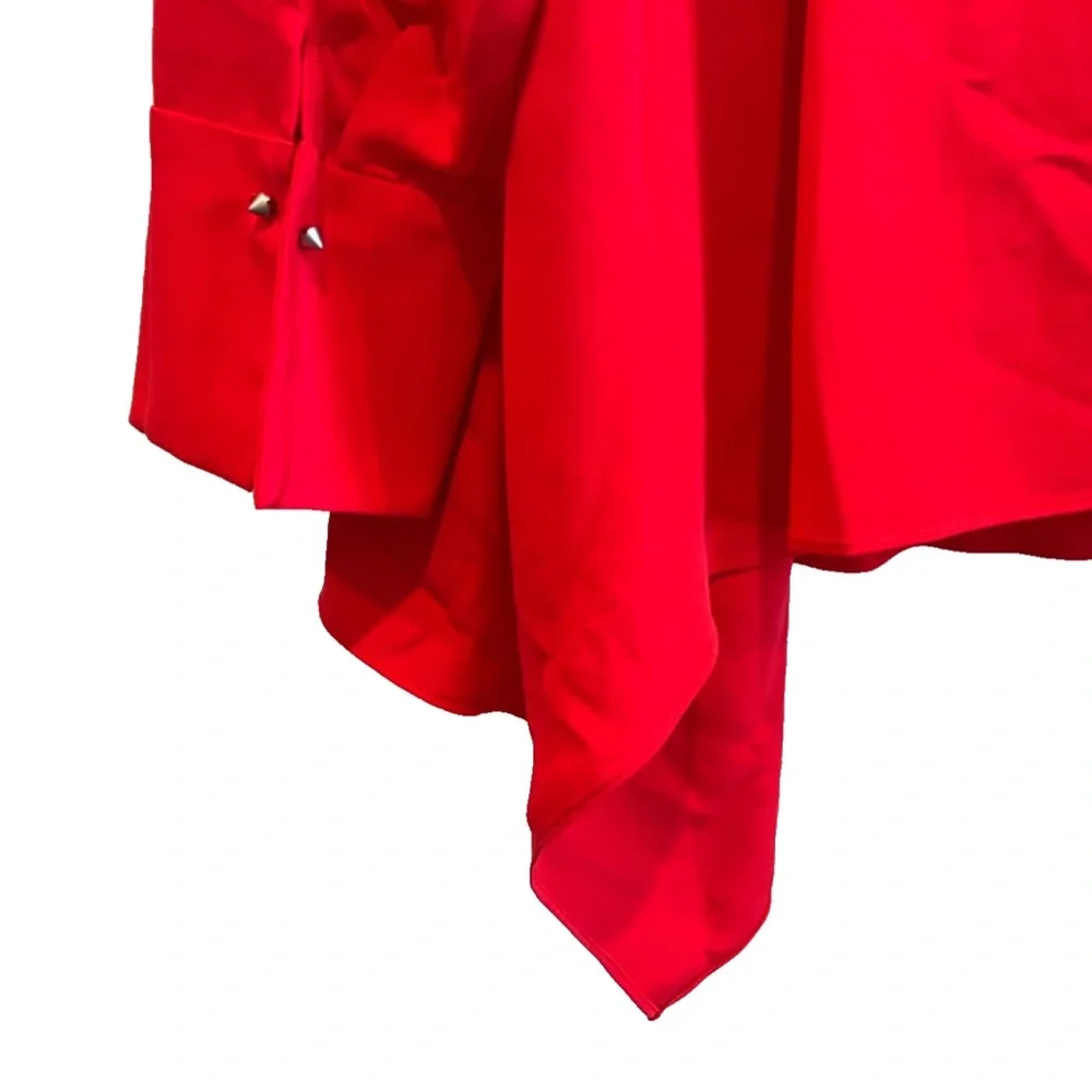 COPY -(NWT) RACHEL Rachel Roy Red V-Neck Handkerchief Hem Top Plus Size 3X/4X - Picture 12 of 14